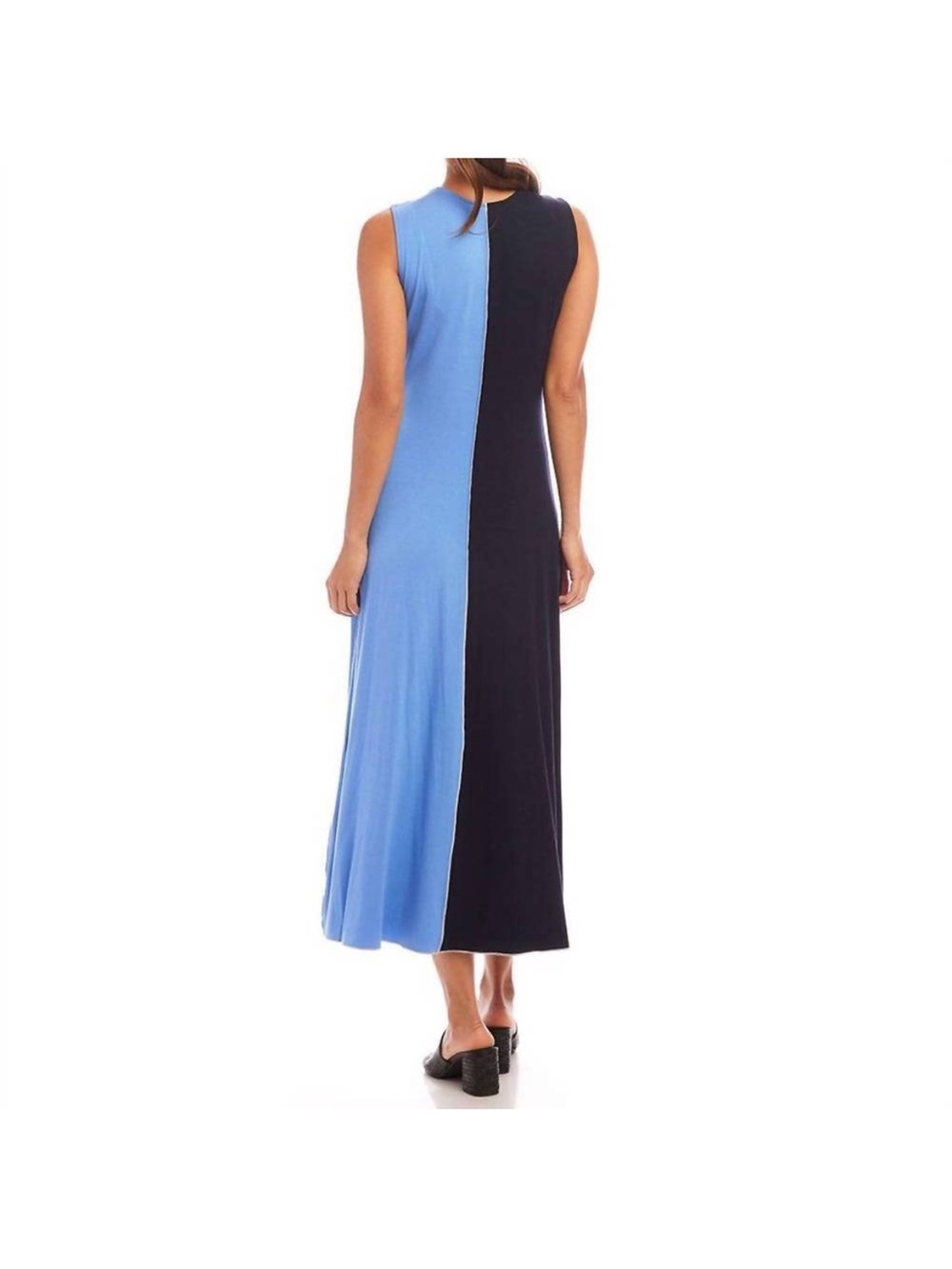 NEW KAREN KANE sleeveless colorblock petite boardwalk midi dress navy blue NWT - Picture 3 of 8